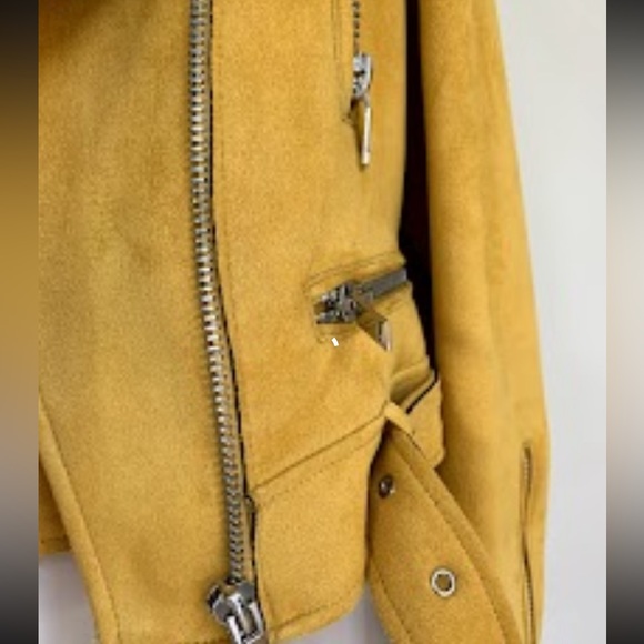 Yellow Suede Zara Motorcycle Jacket - Picture 3 of 5
